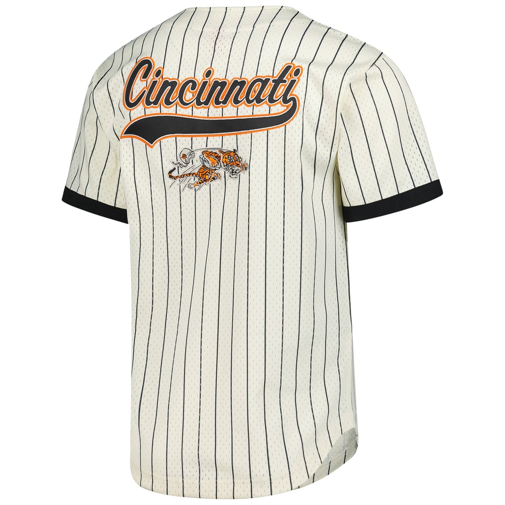  Cincinnati Bengals Mitchell & Ness Final Seconds Vintage Logo Mesh Button-Up Shirt - Cream